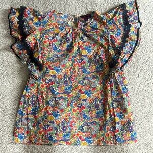 J Crew Liberty floral flutter sleeve  Perfect summer top